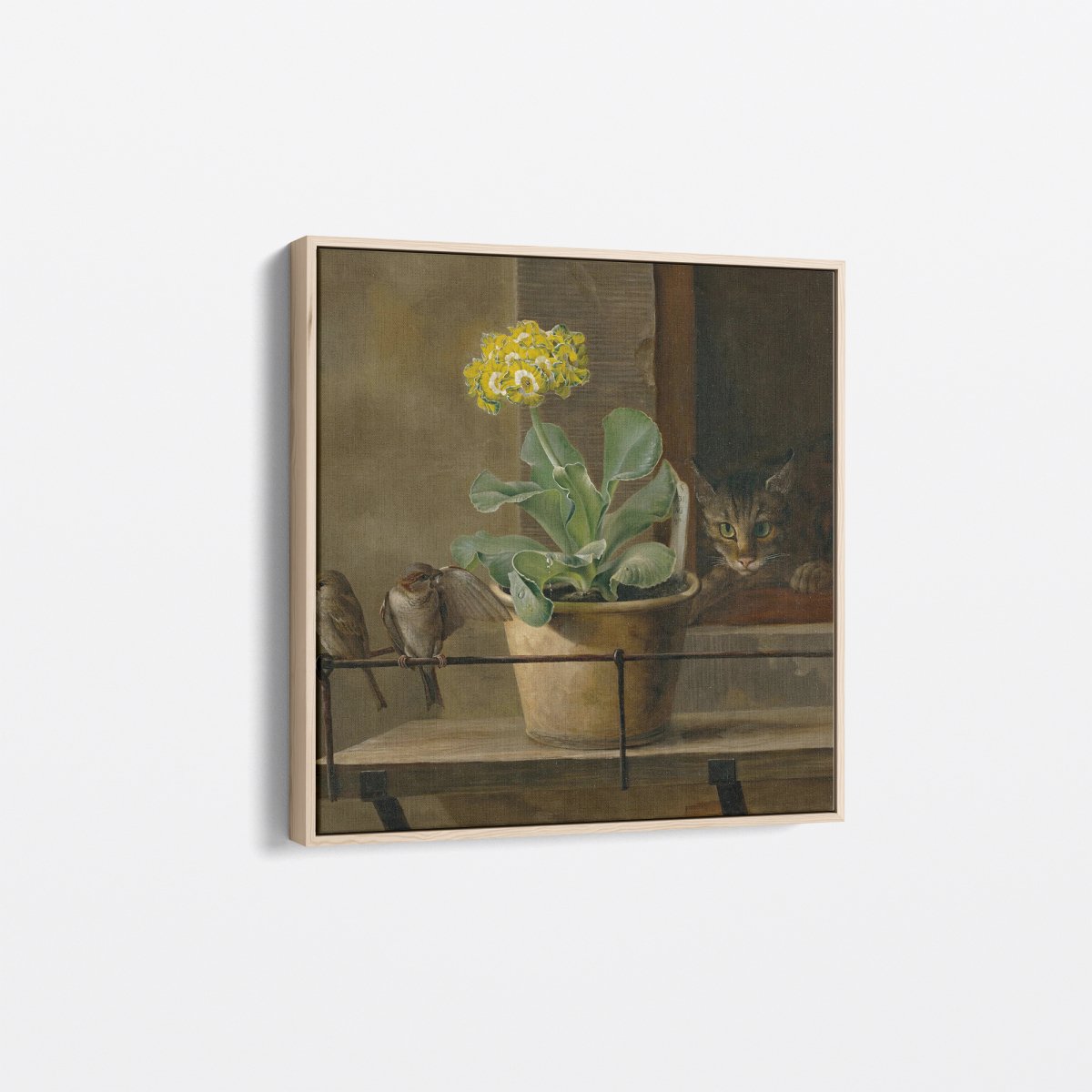 Still Life with a Primrose in a Flowerpot, a Cat | Martinus Rørbye | Ave Legato Art Prints