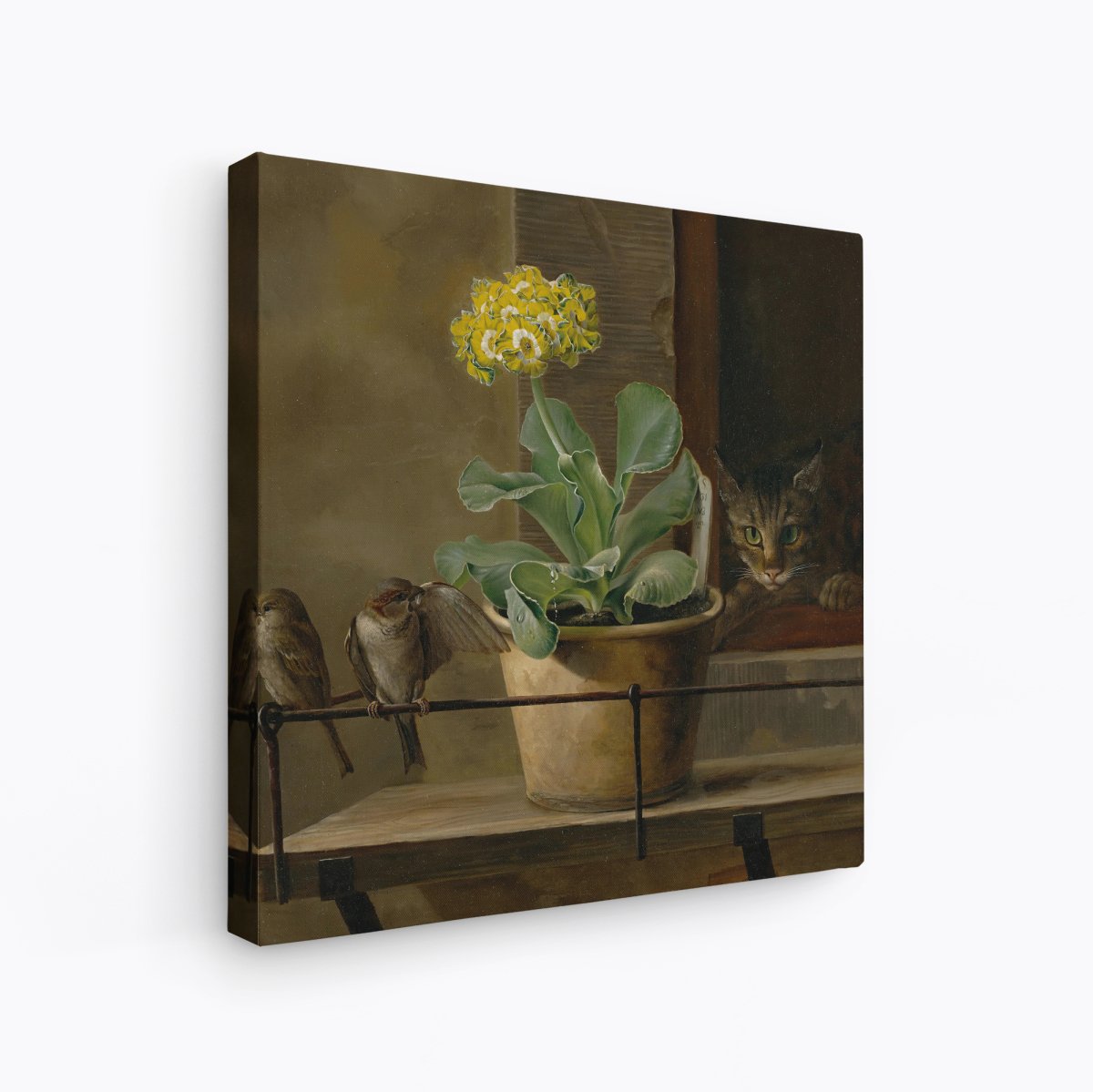 Still Life with a Primrose in a Flowerpot, a Cat | Martinus Rørbye | Ave Legato Art Prints