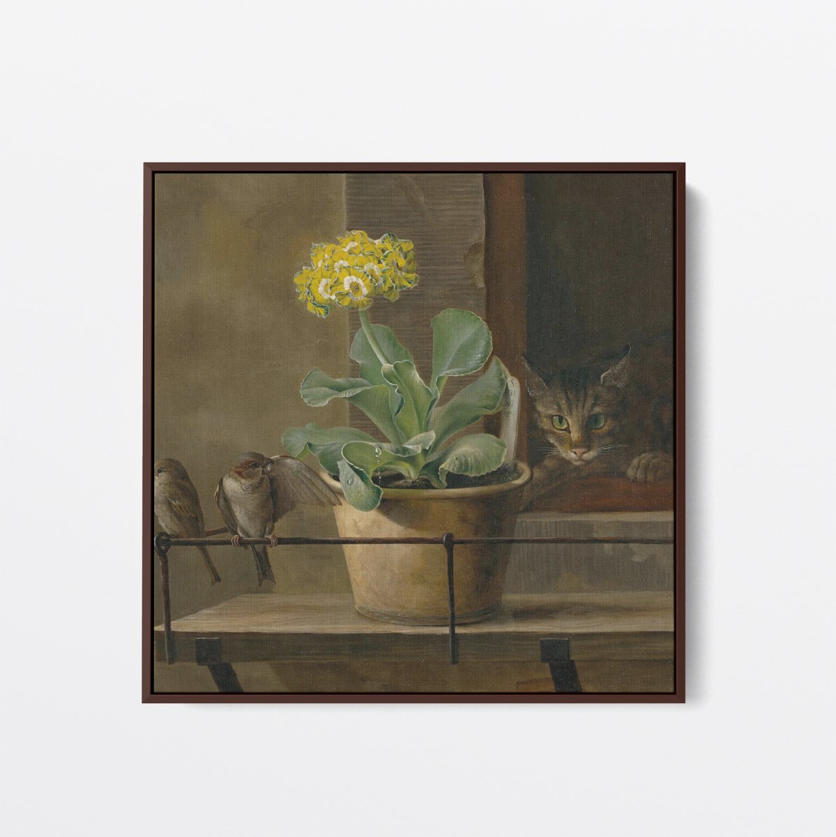 Still Life with a Primrose in a Flowerpot, a Cat | Martinus Rørbye | Ave Legato Art Prints