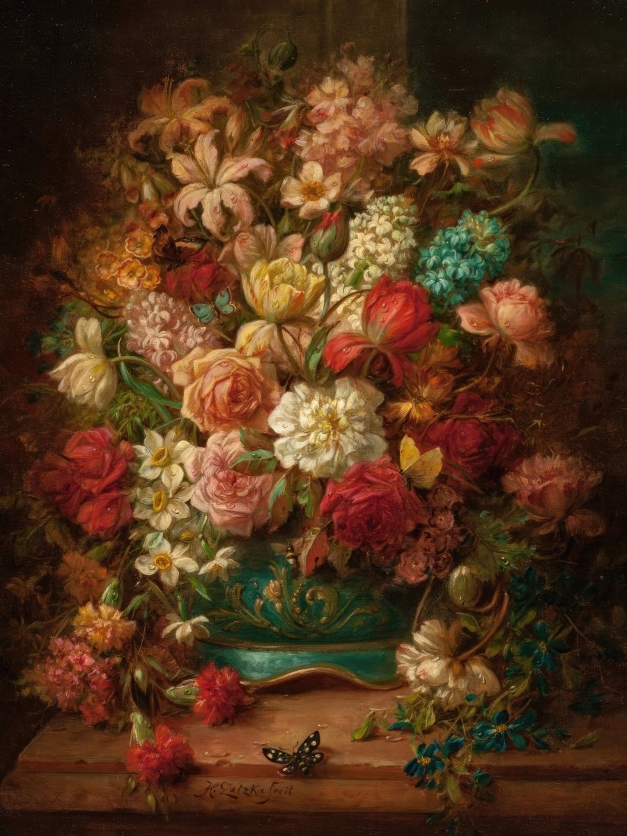 Still Life with Flowers and Butterflies | Hans Zatzka | Ave Legato Art Prints