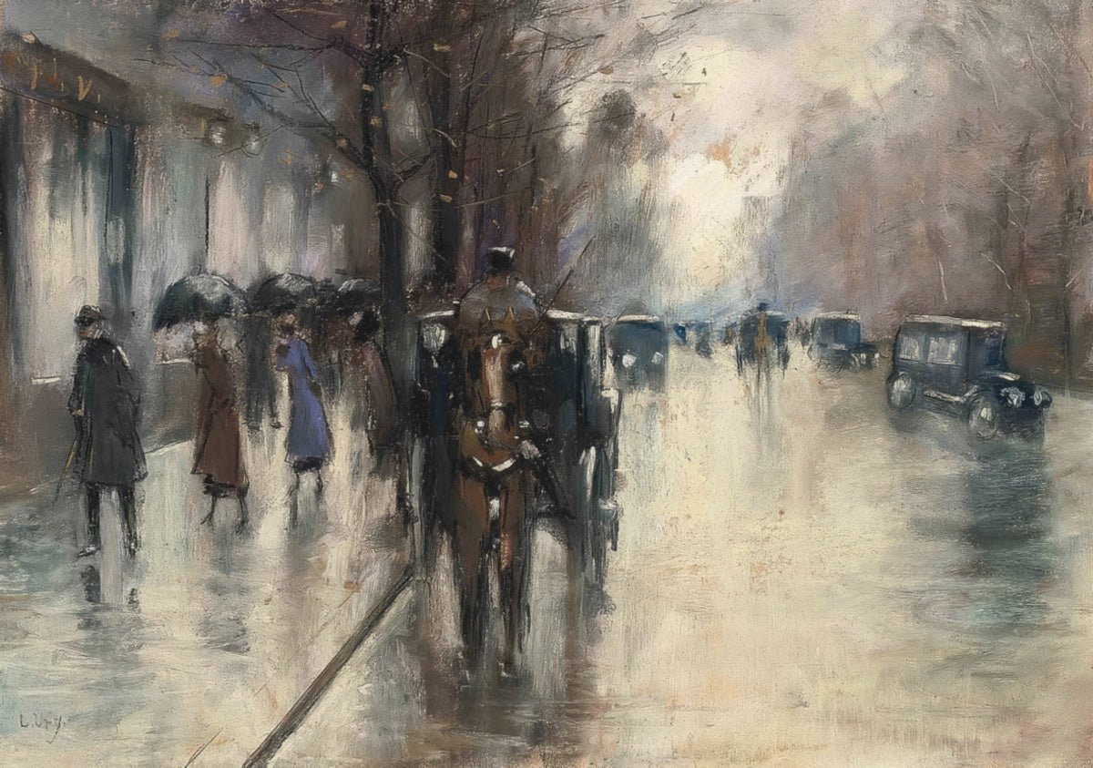 Street in the Rain, Old Philadelphia | Lesser Ury | Ave Legato Art Prints