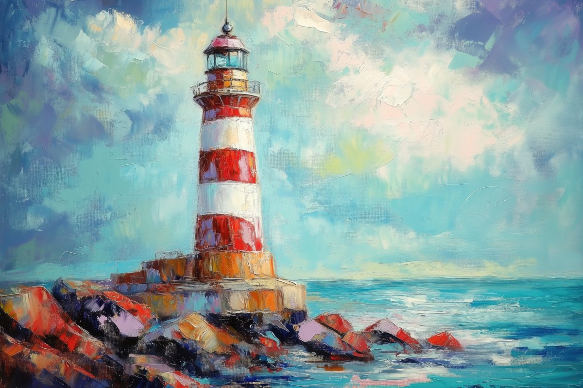 Striped Lighthouse | Ave Legato | Ave Legato Art Prints