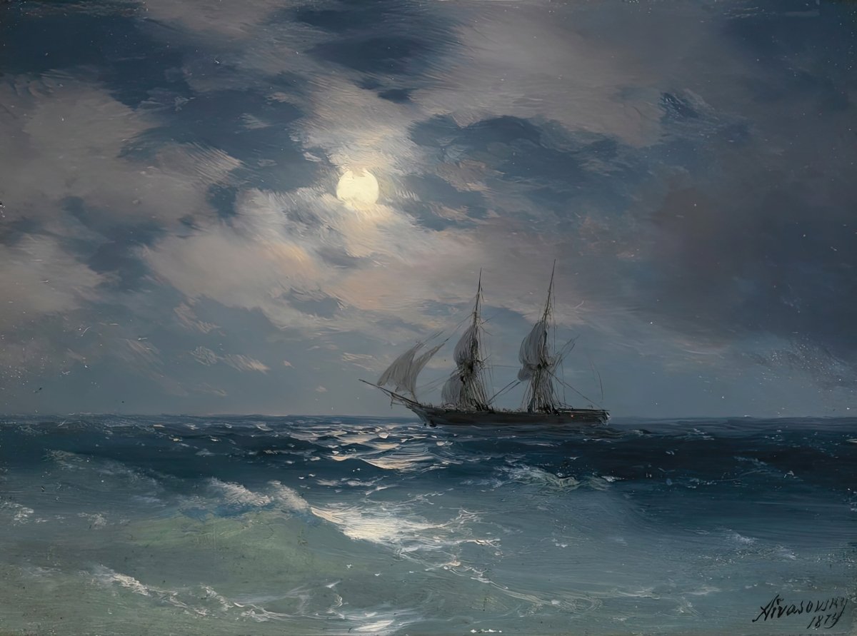 The Brig Mercury in Moonlight | Ivan Aivazovsky | Ave Legato Art Prints