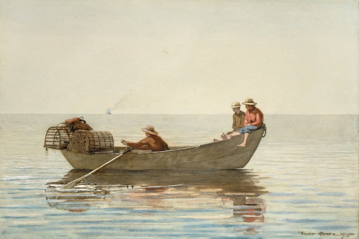 Three Boys in a Dory with Lobster Pots | Winslow Homer | Ave Legato Art Prints