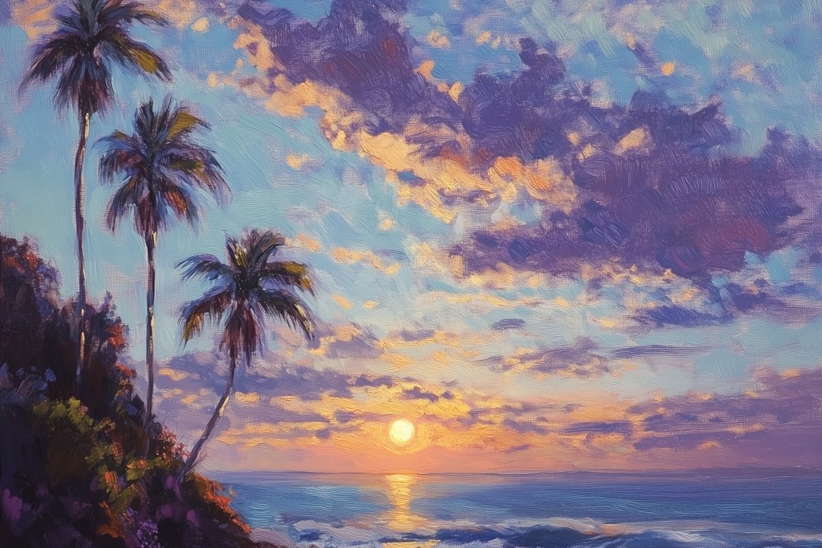 Tropical Sunset with Palm Trees | Ave Legato | Ave Legato Art Prints