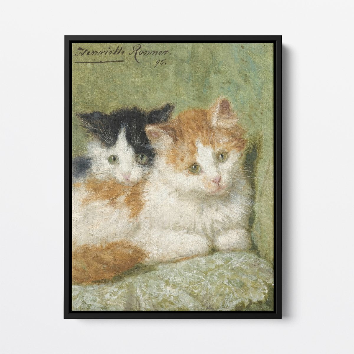 Two Kittens Sitting on a Cushion | Henriette Ronner - Knip | Ave Legato Art Prints