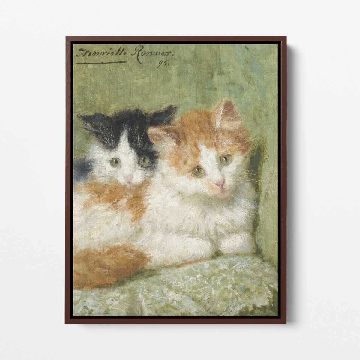 Two Kittens Sitting on a Cushion | Henriette Ronner - Knip | Ave Legato Art Prints