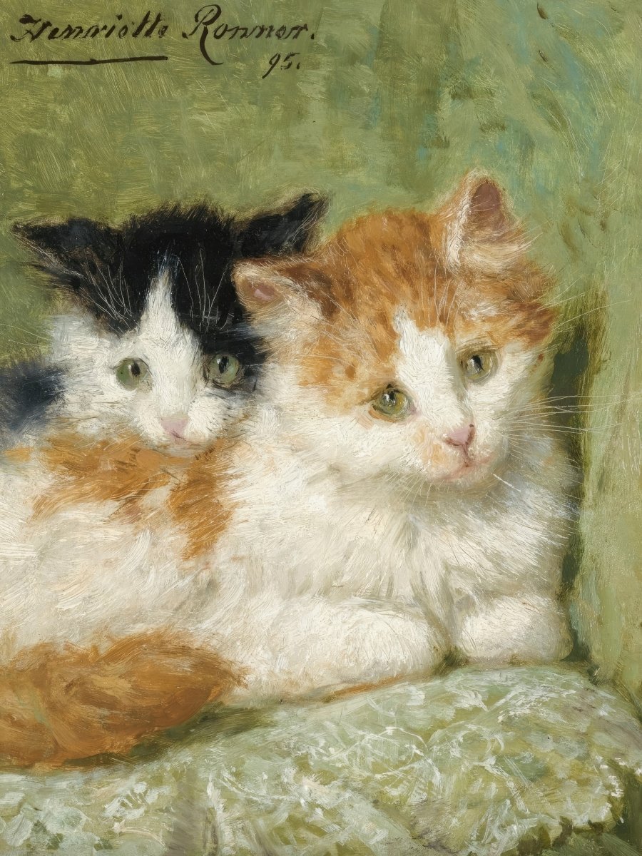 Two Kittens Sitting on a Cushion | Henriette Ronner - Knip | Ave Legato Art Prints