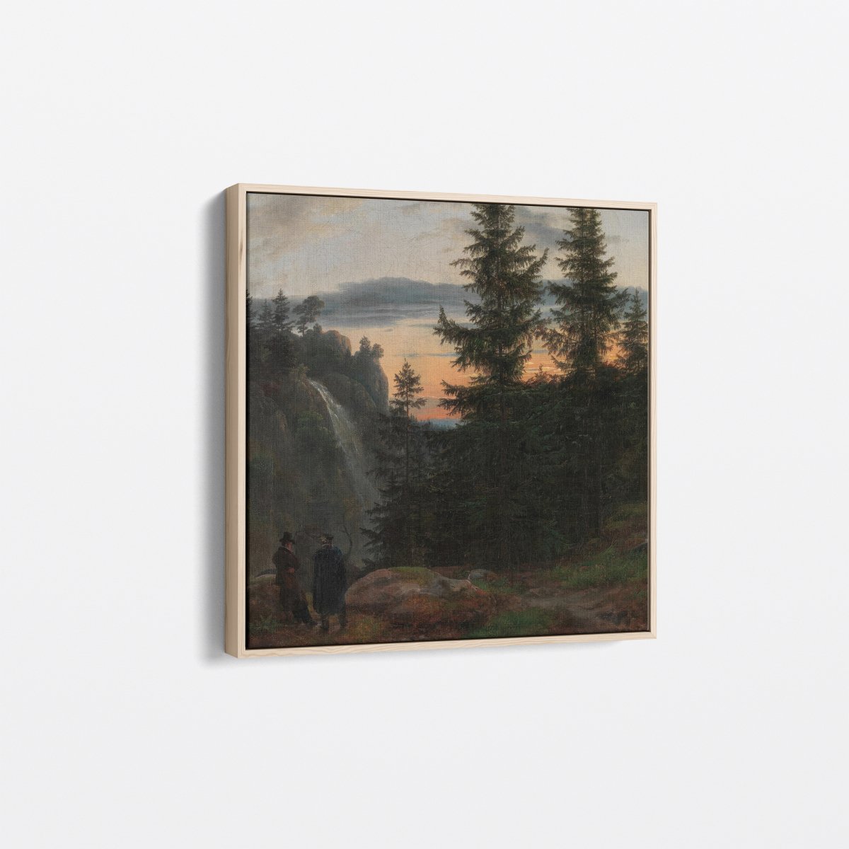 Two Men, Waterfall at Sunset | Johan Dahl | Ave Legato Art Prints