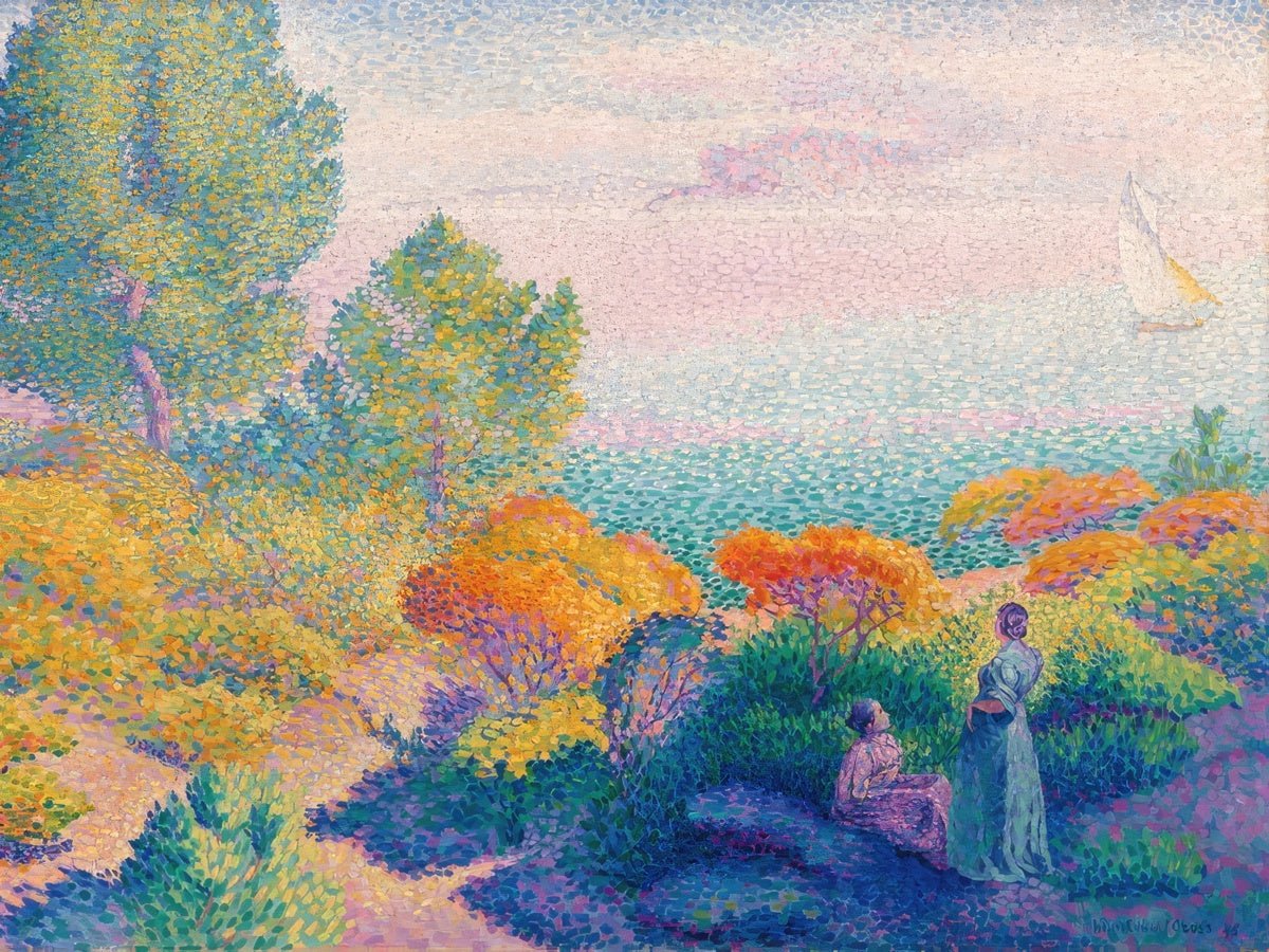 Two Women by the Shore, Mediterranean | Henri - Edmond Cross | Ave Legato Art Prints