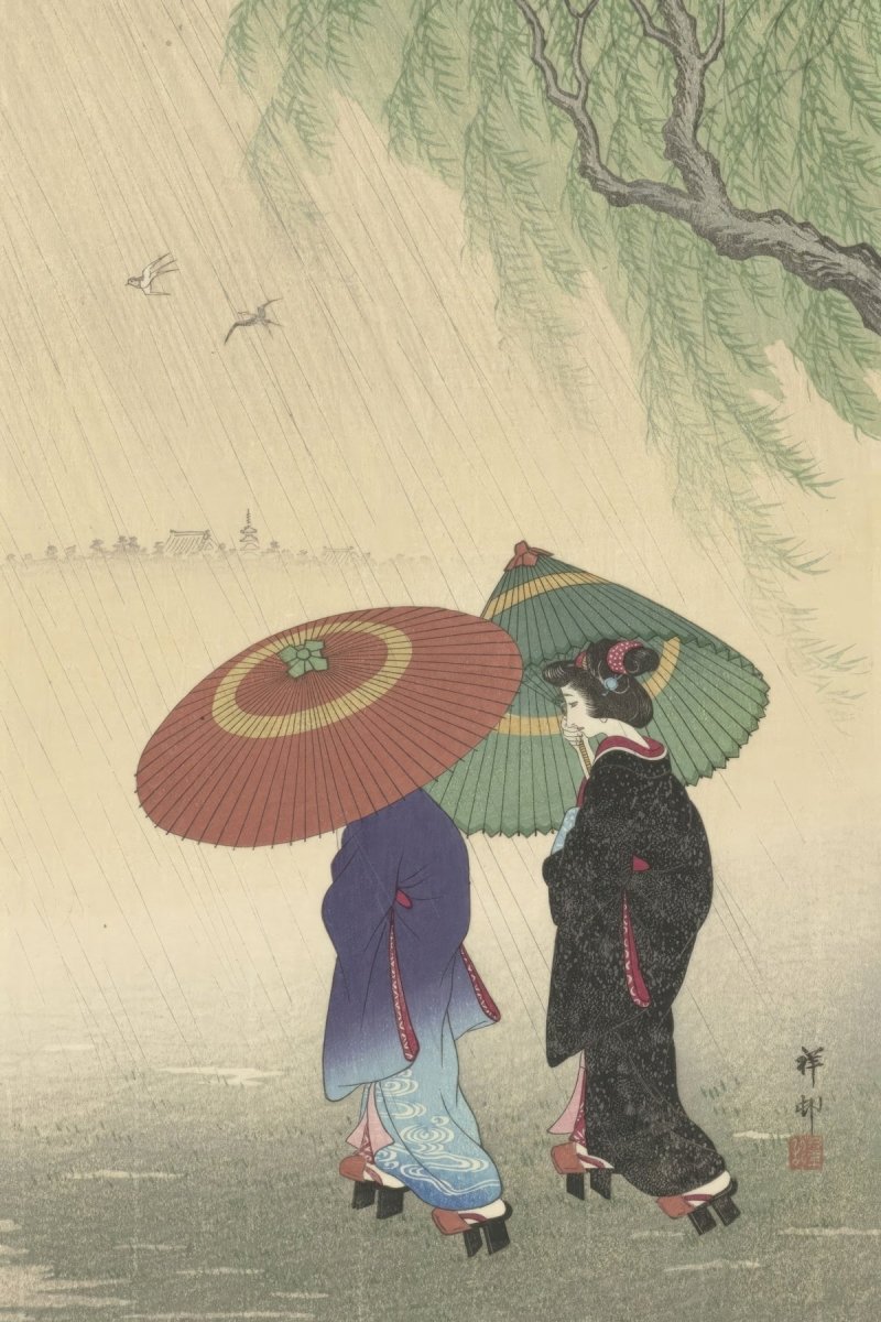 Two Women in the Rain | Ohara Koson | Ave Legato Art Prints