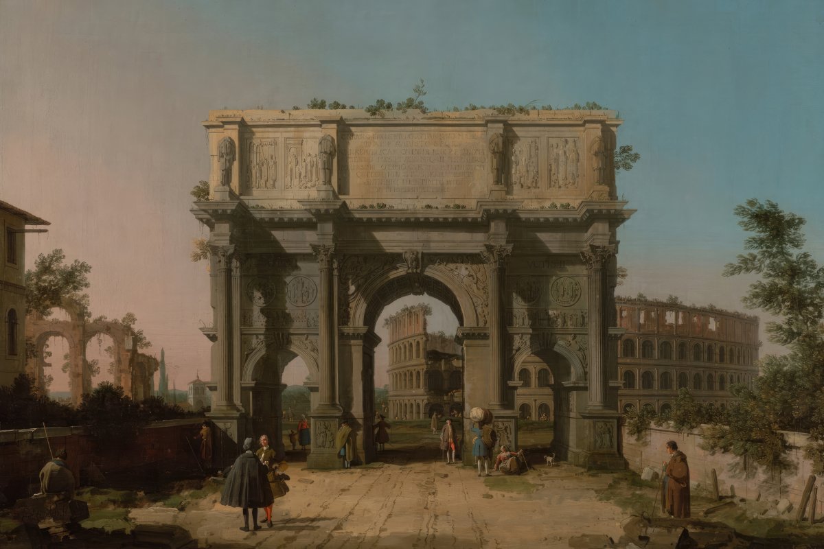 View of the Arch of Constantine with the Colosseum | Canaletto | Ave Legato Art Prints