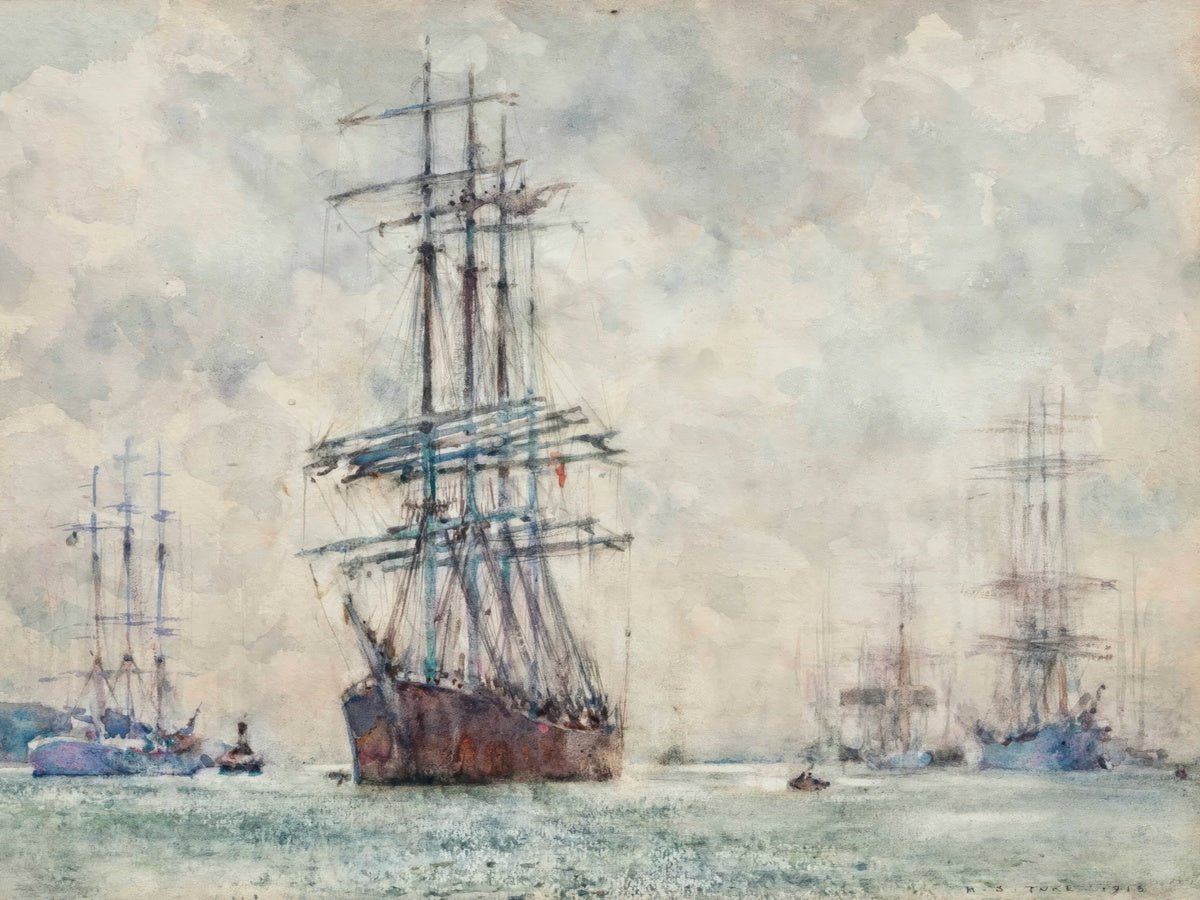 Windjammers in the Carrick Roads | Henry Tuke | Ave Legato Art Prints