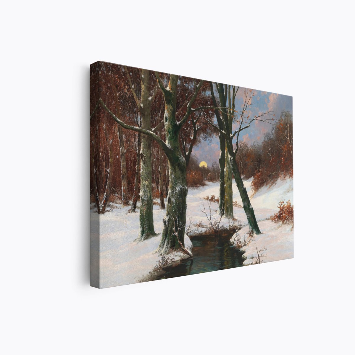 Winter Landscape with Rising Moon | Adolf Kaufmann | Ave Legato Art Prints