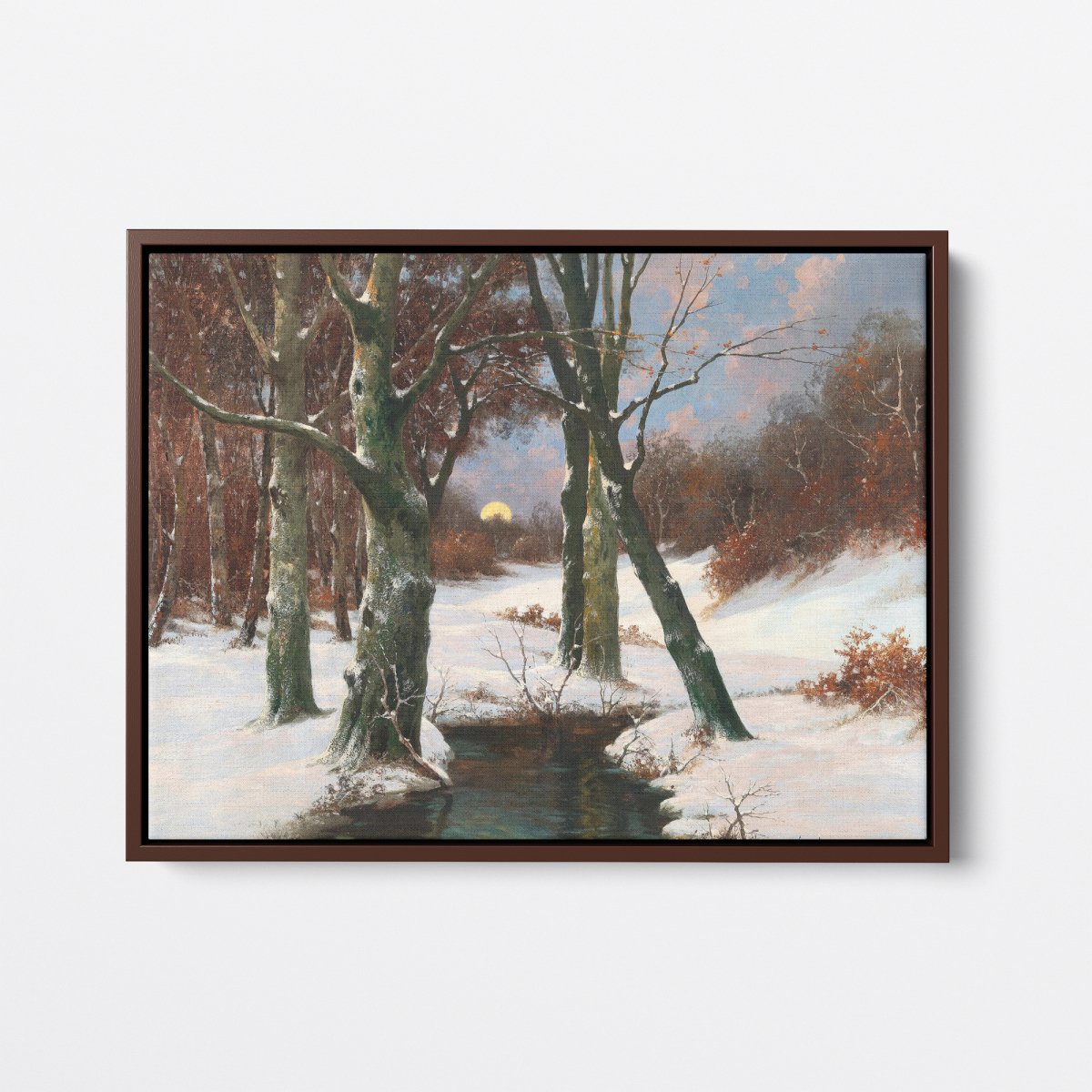 Winter Landscape with Rising Moon | Adolf Kaufmann | Ave Legato Art Prints