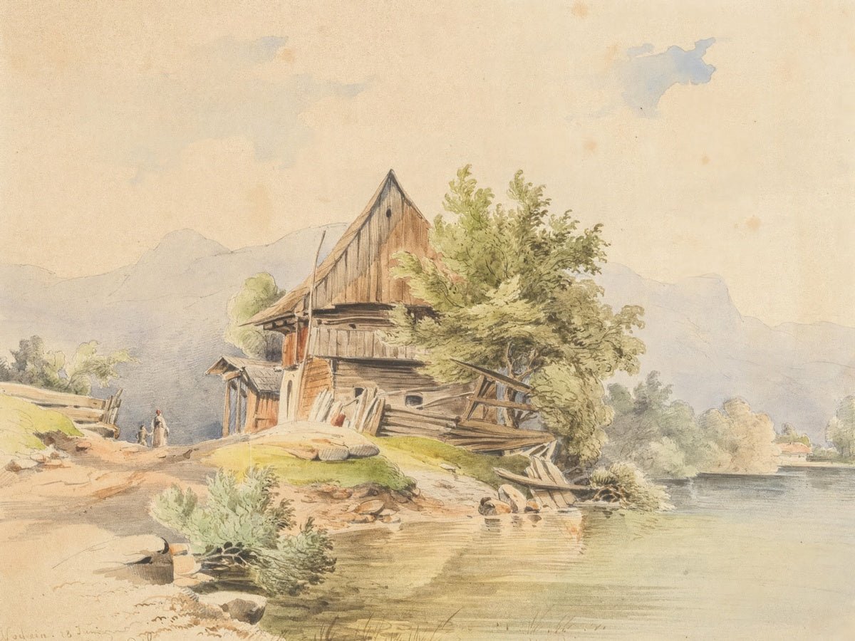 Wooden Hut by the Lake | Carl Lafite | Ave Legato Art Prints