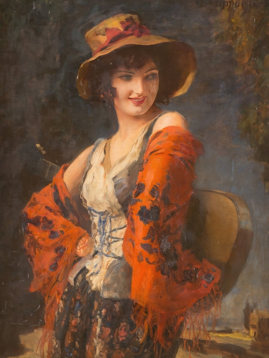 Young Woman with Guitar | Leopold Schmutzler | Ave Legato Art Prints
