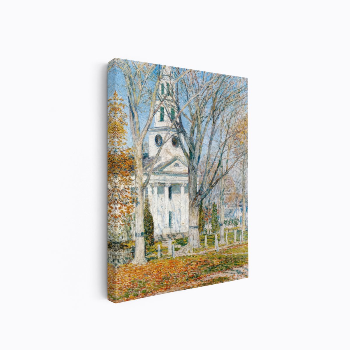 New England Church, Winter Day | Childe Hassam | Ave Legato | Canvas Art Prints | Vintage Artwork