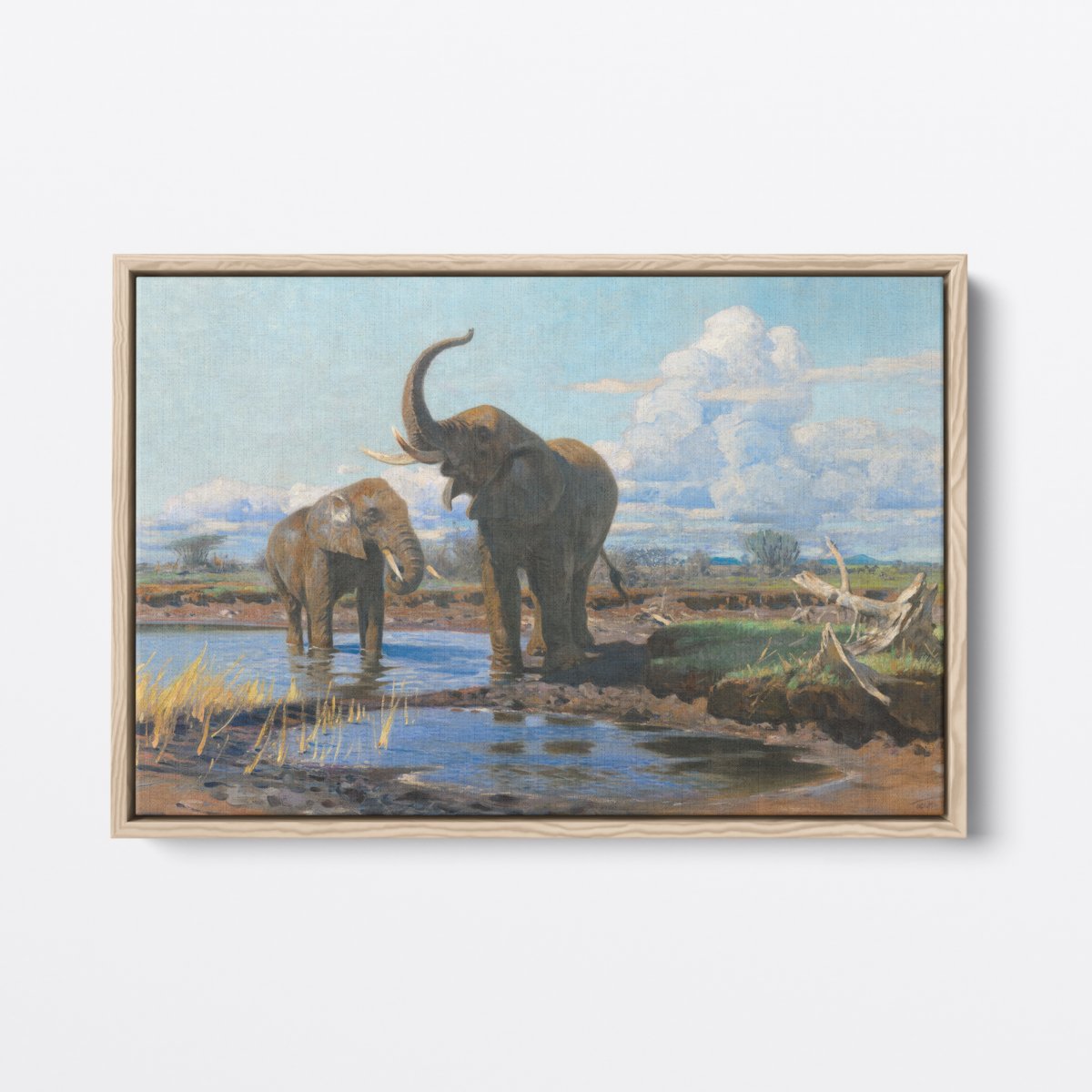 Elephants at a Waterhole | Wilhelm Kuhnert | Ave Legato Art Prints